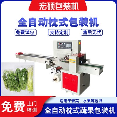 宏碩直銷枕式蔬菜包裝機(jī) 全自動水果果蔬包裝機(jī) 三伺服裝袋機(jī)設(shè)備