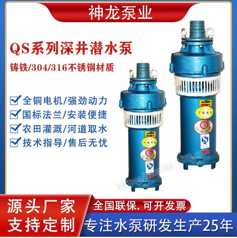 神龍大流量高揚(yáng)程QS深井潛水泵水浸式觀景井用農(nóng)用噴泉潛水泵380V