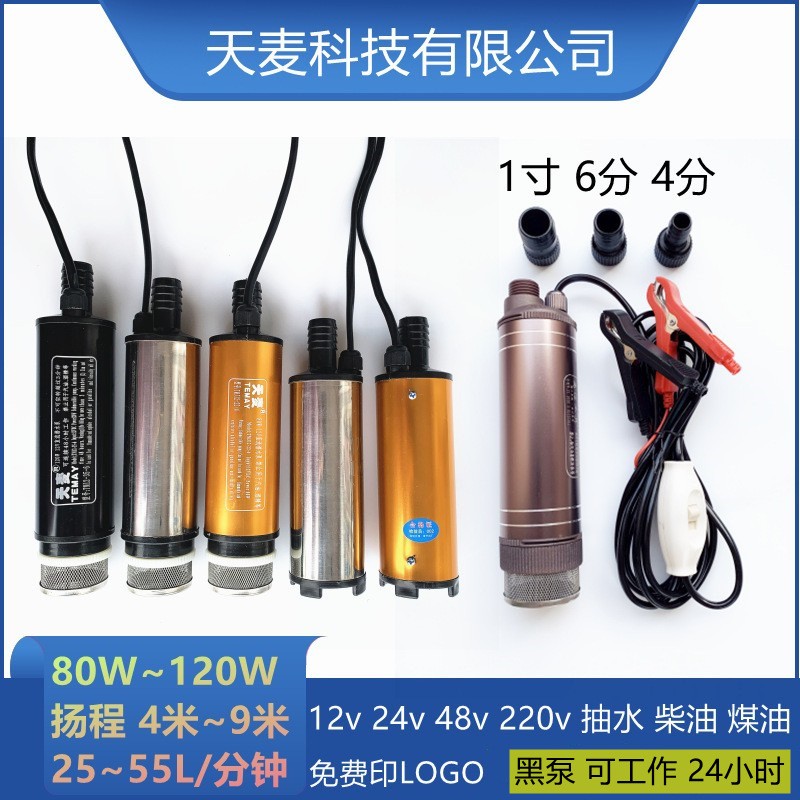 天麥抽水泵48v加油泵直流24v電動(dòng)抽油泵220v抽水機(jī)12v小型潛水泵