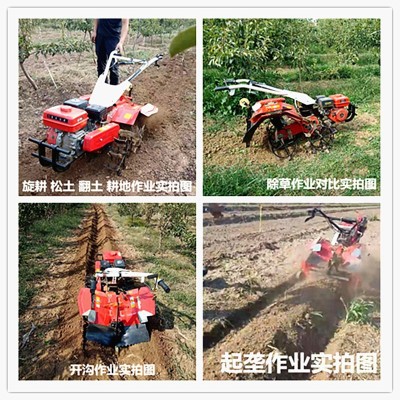 四驅(qū)微耕機小型汽柴油多功能自走旋耕松土犁地耕田翻土開溝農(nóng)用機