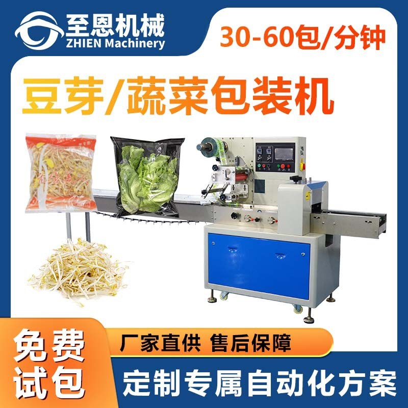 全自動(dòng)多功能枕式包裝機(jī) 蔬菜河粉水果面包食品枕式自動(dòng)包 裝機(jī)