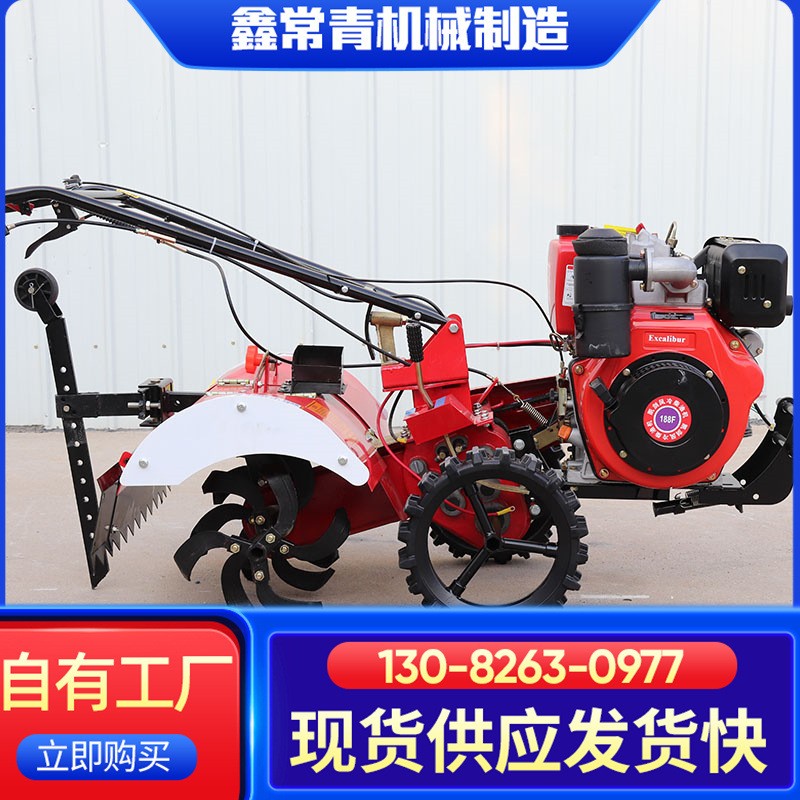 農(nóng)用四驅(qū)微耕機 柴油15馬力開溝機小型家用開溝翻地微耕機