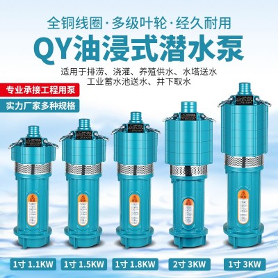 越浪人民QY油浸泵三相潛水泵380v高揚(yáng)程農(nóng)田灌溉大流量工 業(yè)深井泵c
