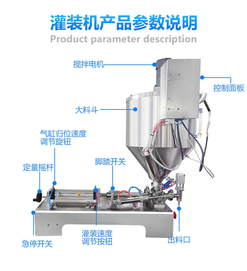 氣動帶攪拌加熱膏體醬類灌裝機(jī)辣椒醬老干媽灌裝機(jī)火鍋底料灌裝機(jī)