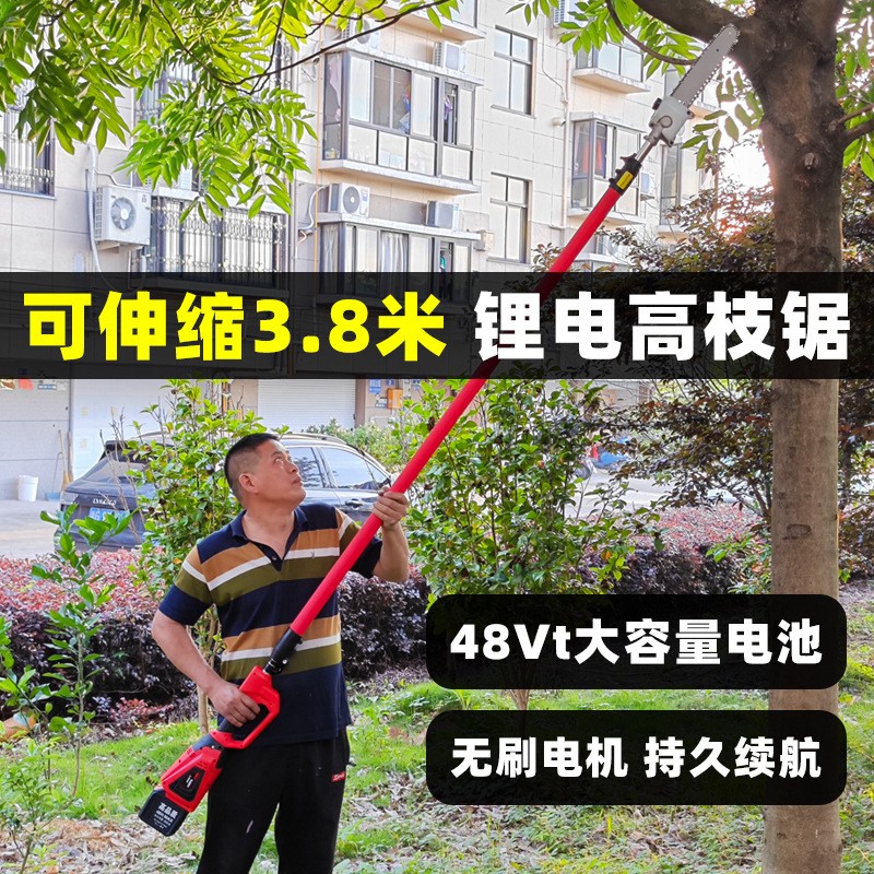 鋰電電動(dòng)高枝鋸充電式高空修剪樹枝汽油機(jī)綠化伸縮加長桿鏈條鋸