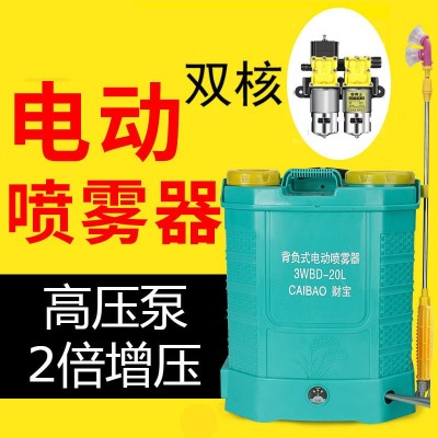 新款背負(fù)式電動(dòng)噴霧器雙核水泵噴霧器12V消毒噴霧機(jī)電動(dòng)打藥機(jī)
